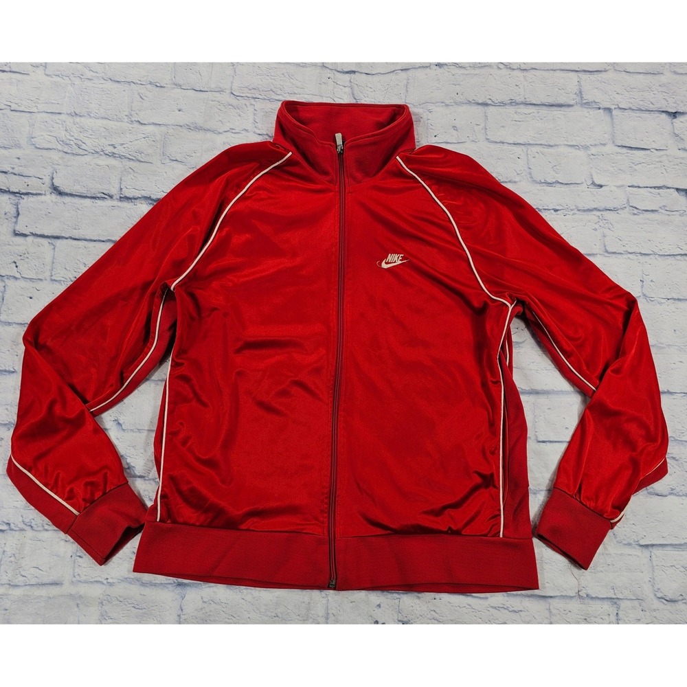 Nike Track Jacket Mens XXL Red Zip Retro Sportswear Vintage Made in USA 70s 80s